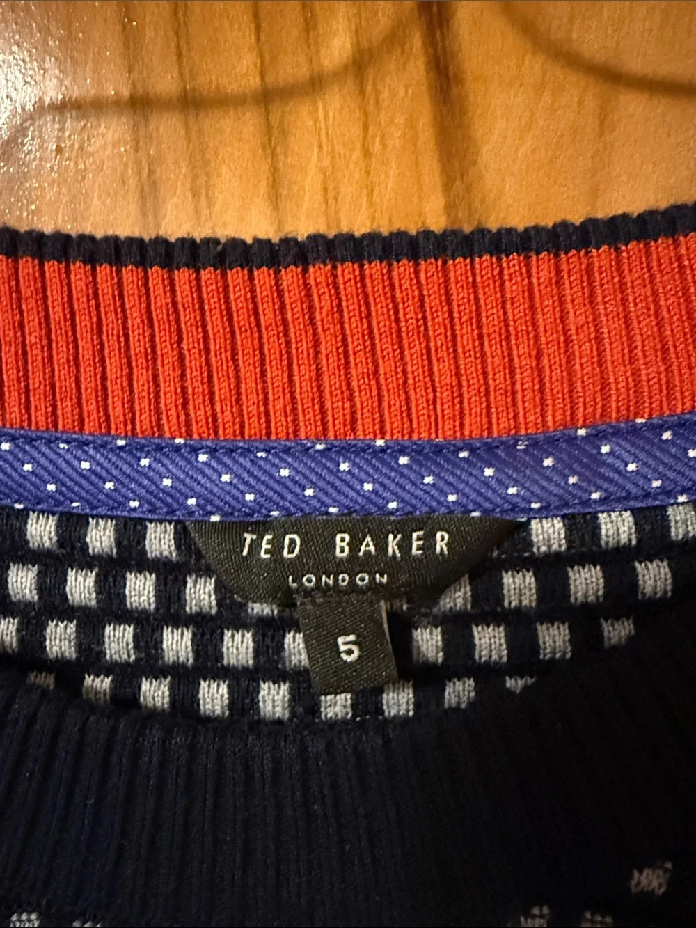 Men's Ted Baker Navy & White Patterned Crewneck Sweater